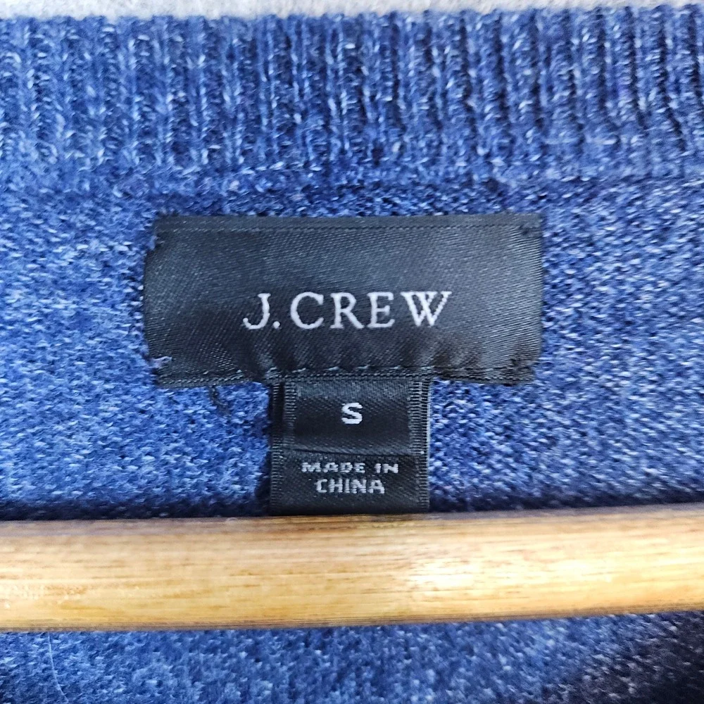 J Crew Men's Heathered Blue Crewneck Sweater Size S Lightweight 100% Cotton Soft